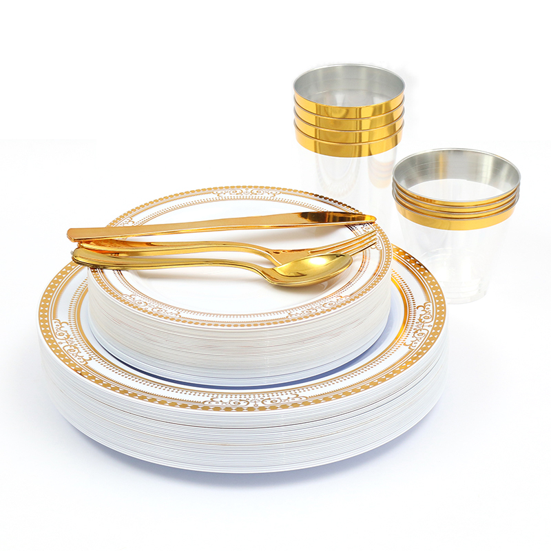 2021 Amazon hot sell wholesale 12 oz gold rimmed plastic cups for wedding party