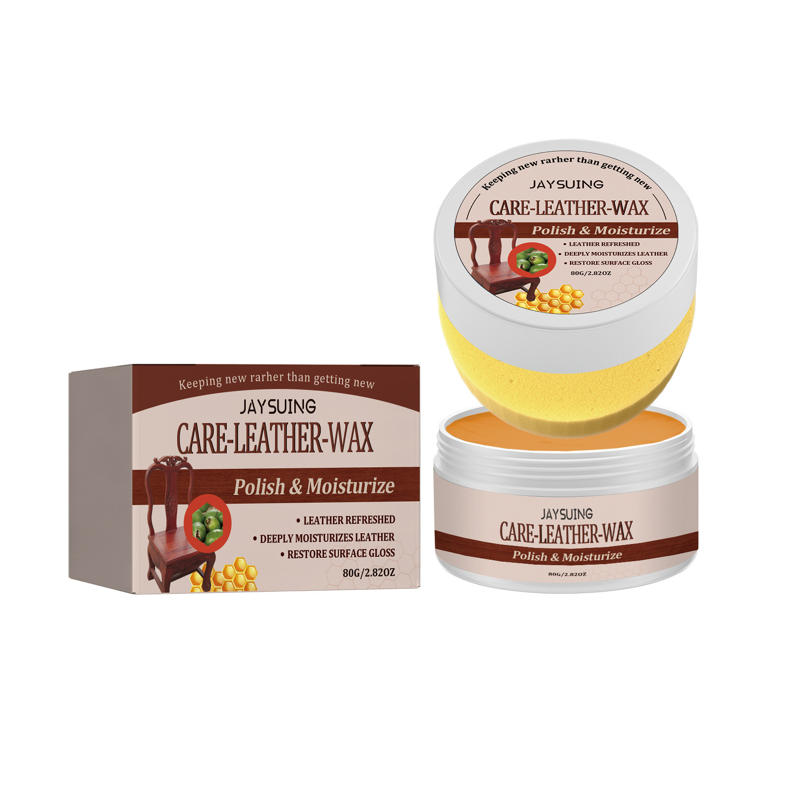 New Arrival 80g Leather Balm Care Cream for Car Interior Sofa Bag Jacket Leather Product Cleaning and Repairing