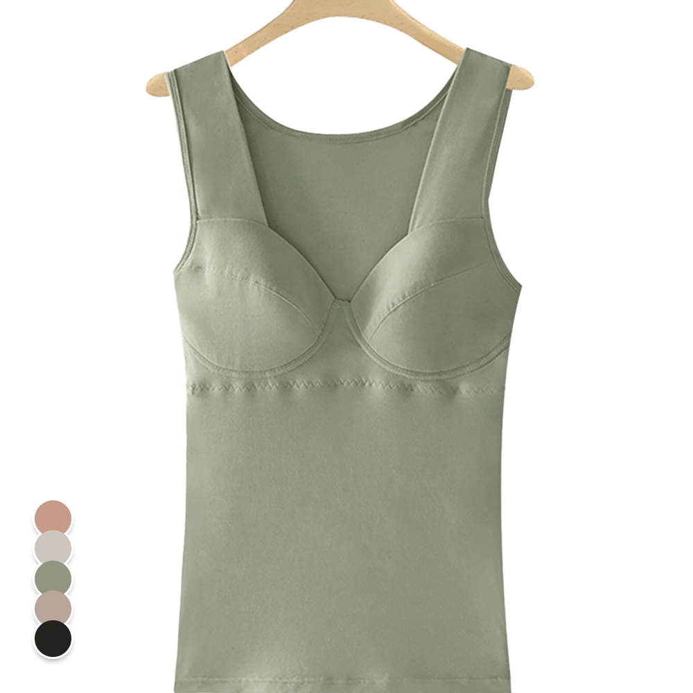 Ama Larsi Hot Sale Women's Vest Solid Color Comfortable Quick Dry Tank Tops Sleeveless Silk Camisoles