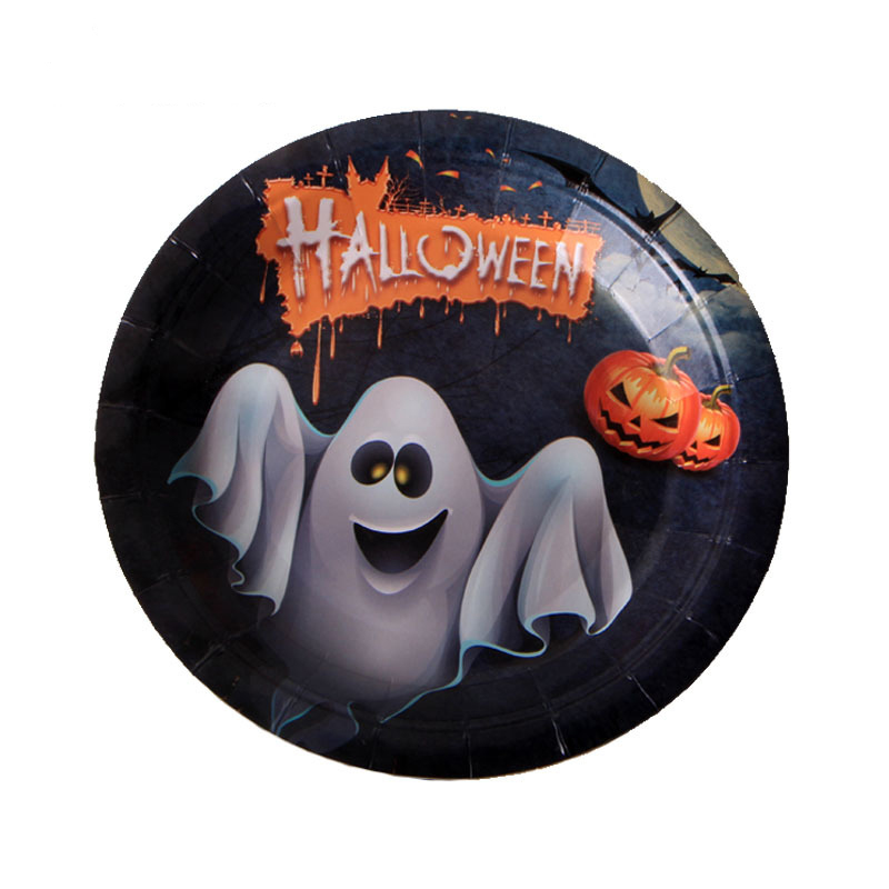 10pcs 2021 Halloween Party Paper Dish Plate Disposable Tableware Halloween Home Table Decoration Party Supplies Kids Gift