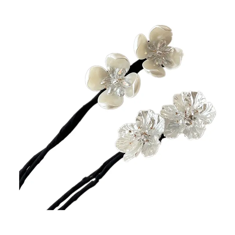 Low MOQ long hair girls' accessories imitated pearl flower beautiful hair styling tool sticks for holding hair