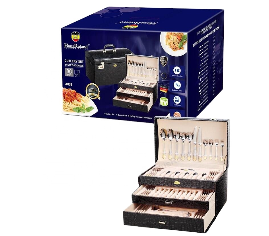 new ready goods 86pcs cutlery set tableware elegant dinnerware set made of Stainless steel 201
