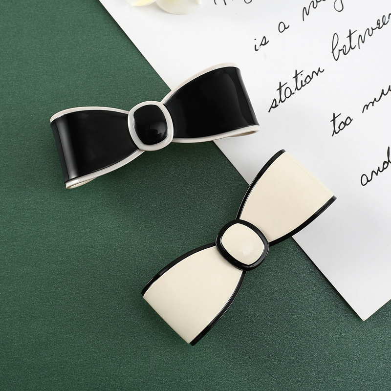 Hot sale cheap slippy elegant bow girls acrylic hair barrettes