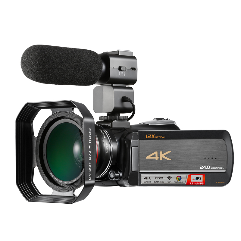 Широкоугольный объектив цифровой 4K Профессиональная беспроводная видеокамера