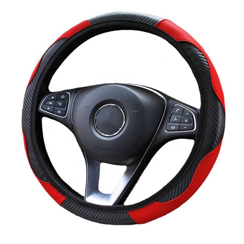 Carbon Fiber Steering Wheel Cover для Men и Women, Sports Style без Inner Ring, 15 Inches, universal Fit, New