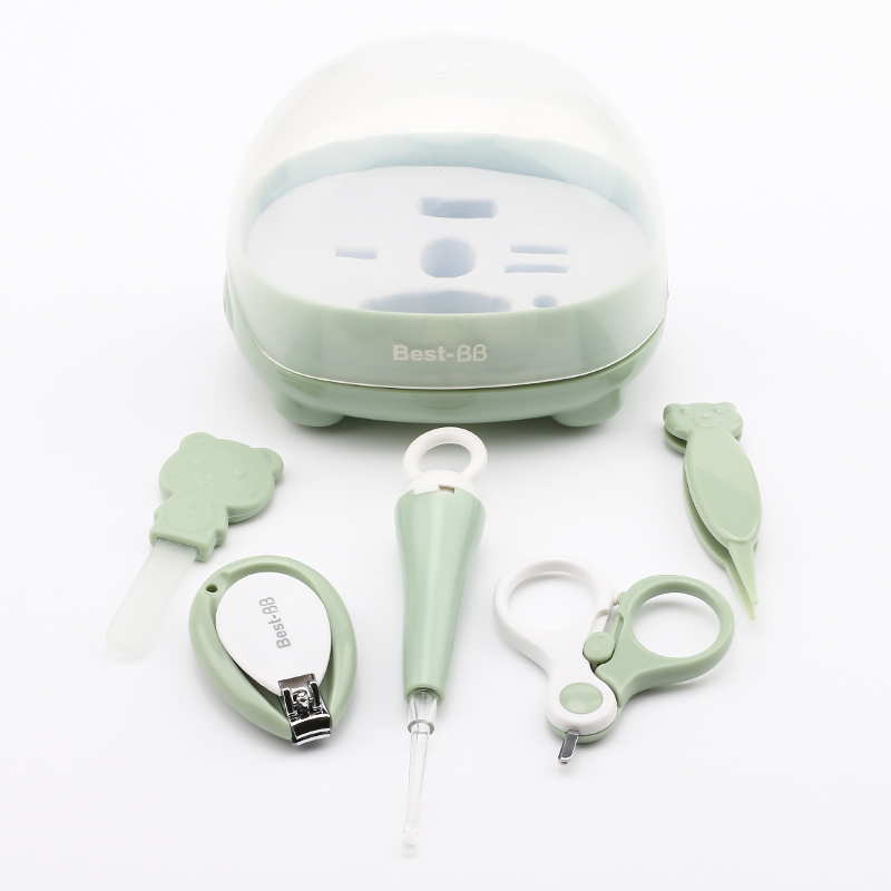 5 pcs Portable Infants Daily Cleaning And Nursing Set Electric flashlight ear spoon Baby nail clipper Baby Nail Care set