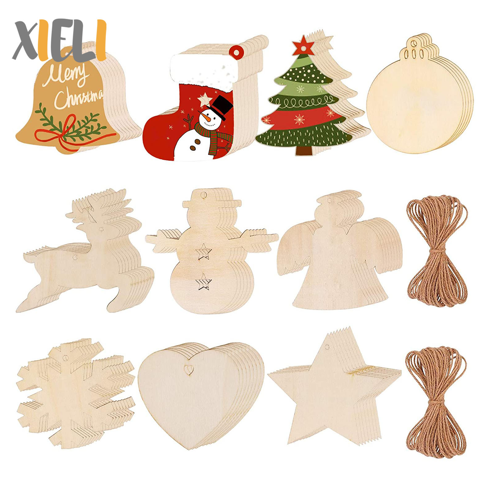 DIY Wooden Christmas Ornaments Unfinished Predrilled Wood Circles For Crafts Centerpieces Holiday Hanging Decorations
