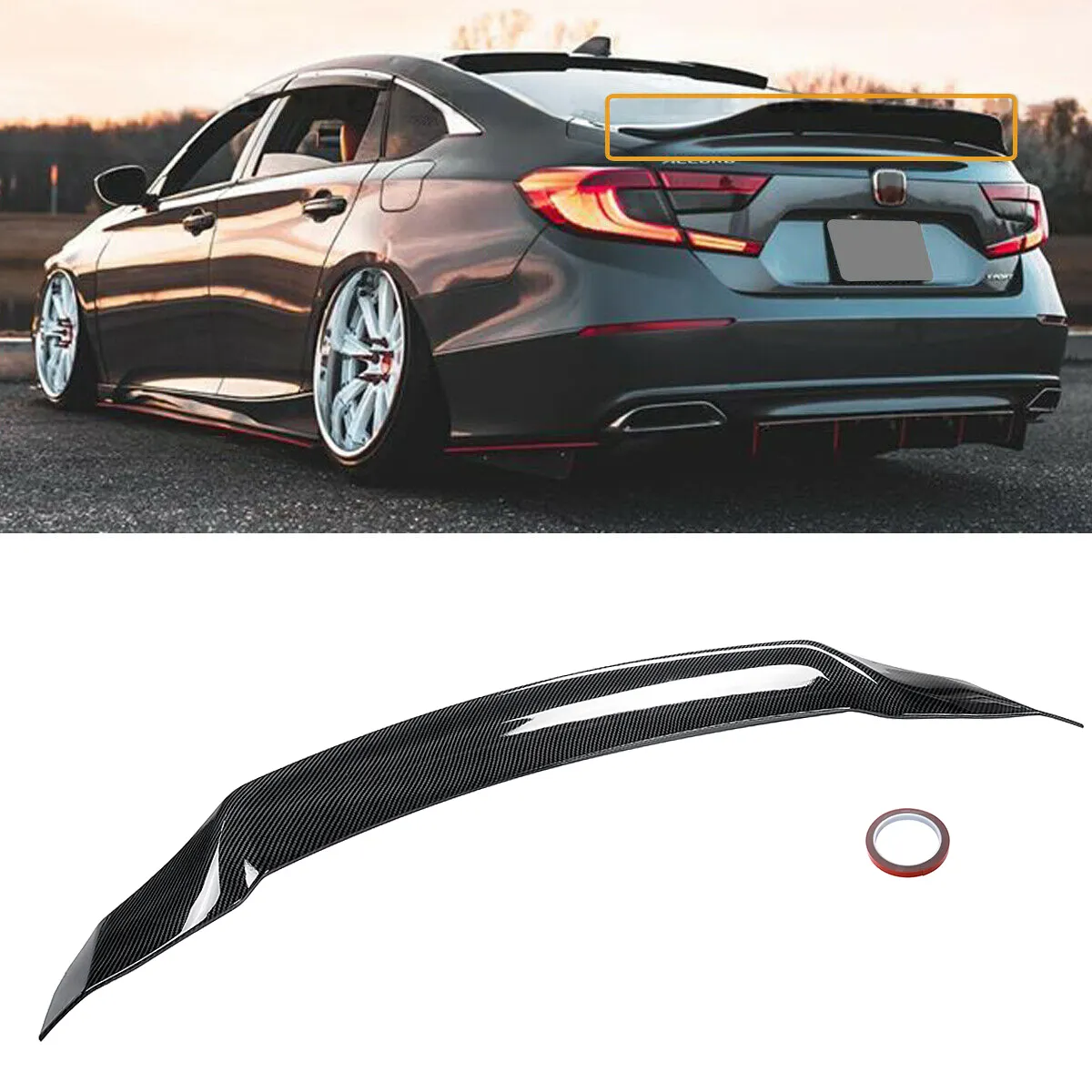 Factory Direct Carbon Fiber Look Glossy Black Rear Tail Trunk Spoiler For Honda Accord 10th 2018 2019 2020 2021