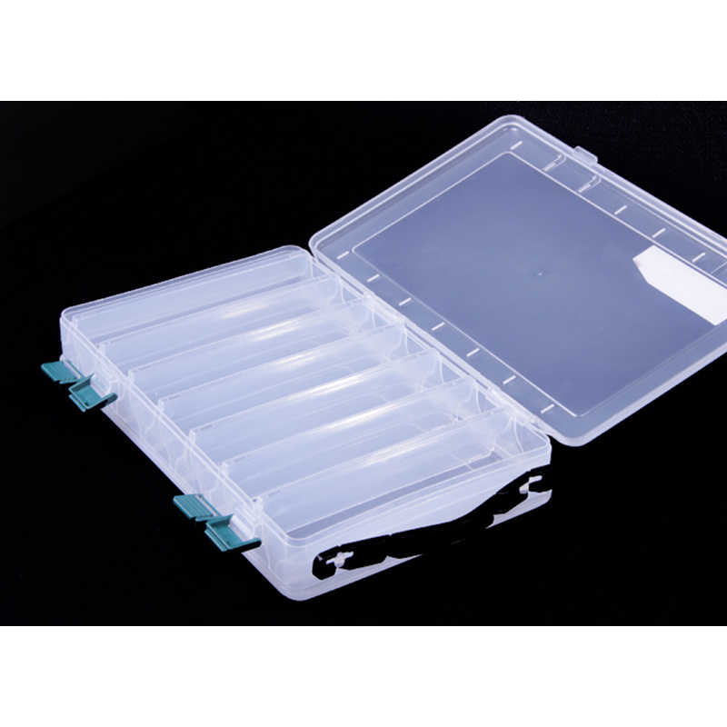 LUTAC fishing tackle lure boxes 27*17*4.5cm Hard Plastic Storage Case Box with double face large box