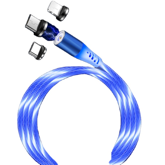 Светодиодный светящийся Магнитный зарядный кабель 3 в 1 с разъемом микро-USB Type-C, 8 Pin, Amazon