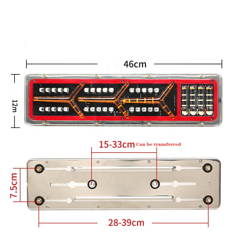 24V Waterproof Truck LED Rear Tail Light trailer Warning Lights Flowing Signal Light lorry stop brake reversing traffic lamp