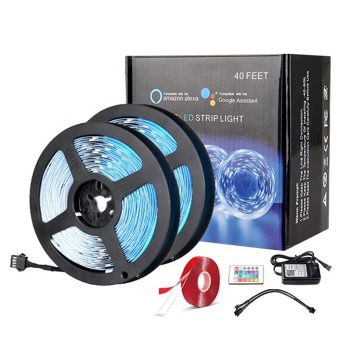 Умный дом изменение цвета RGB SMD5050 WIFI голосовой пульт дистанционного управления гибкие 40FT светодиодные полосы света