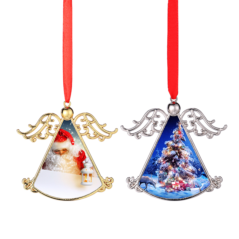 Wholesale Sublimation Blank Christmas Ornaments Angel Wing Sublimation Christmas Pendant Ornament