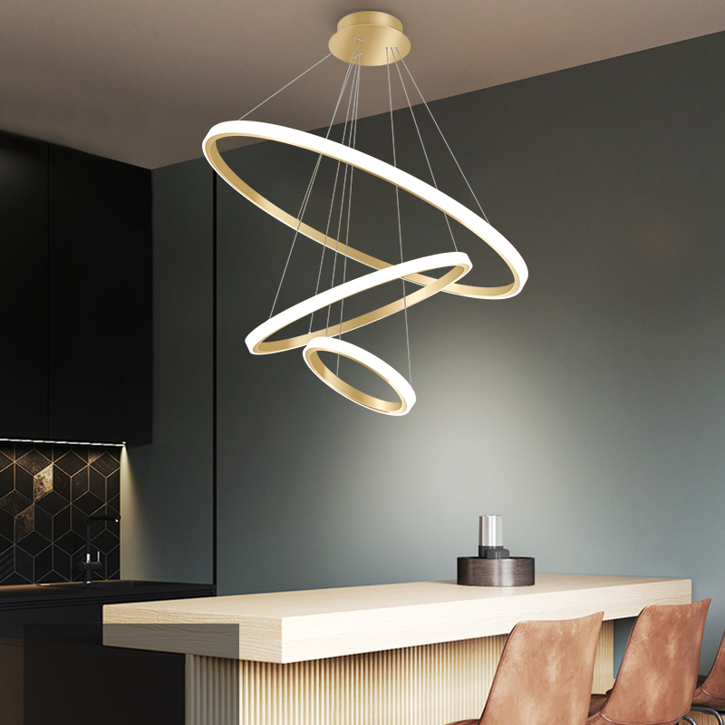 Living Room Dining Room Circle Rings Acrylic Aluminum Body ring fixture LED Ceiling Lamp Modern Pendant Lights