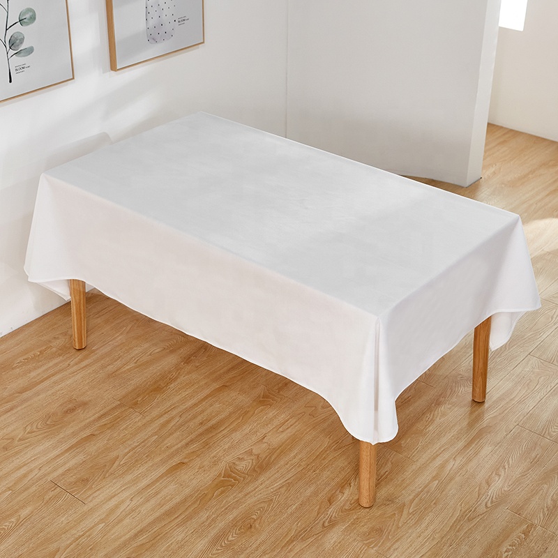 Polyester White Round Custom Tablecloths Table Cloth for Wedding Party