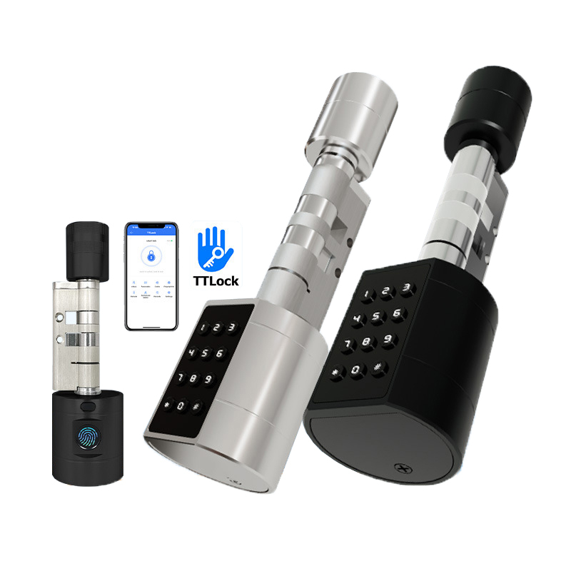 Smart Lock Cylinder Tuya App Biometric Fingerprint Key Card Digital Lock Adjustable TTLock Smart Cylinder Door Lock