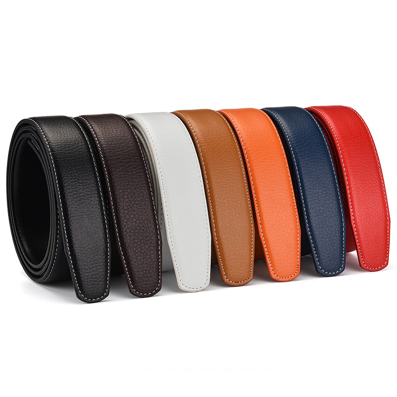 Men's automatic no buckle PU Lychee pattern imitation cow belt body casual all-match belt High Quality Leather Strap 105-125cm