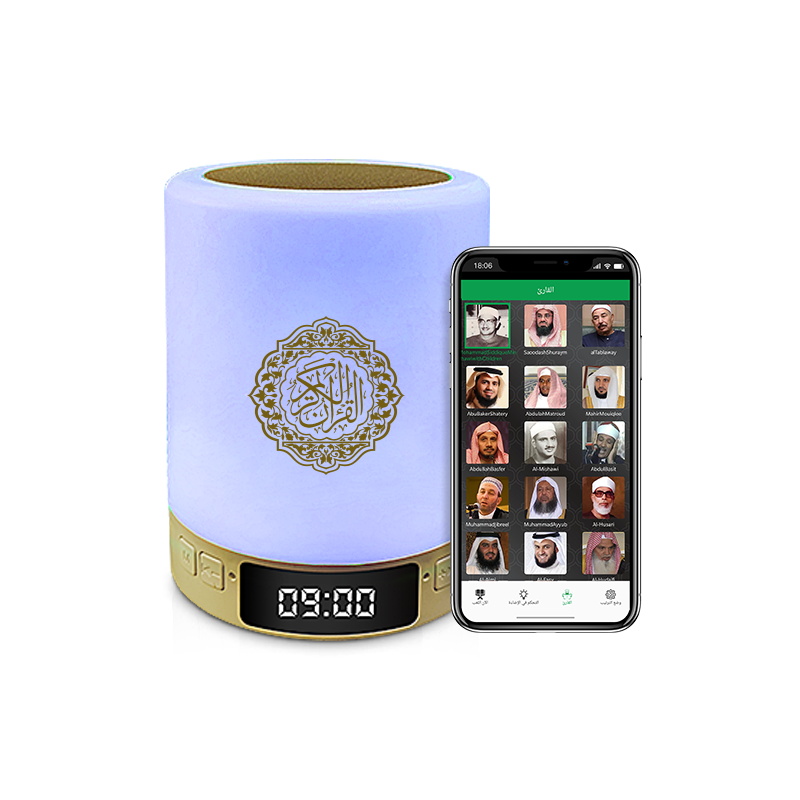 Популярная сенсорная цветная лампа управления с приложением azan, часы с Bluetooth, ночник с управлением, Исламский подарок, Коран, динамик Корана