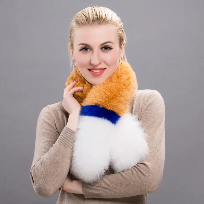 XJ модный Лидер продаж мягкий натуральный Лисий мех оптом женские шарфы из натурального меха