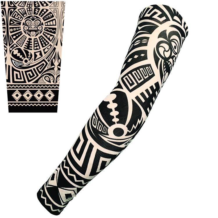 STOCK Amazon Hot Sale Unisex Soft Printed Arm Sleeves Outdoor UV Protection Breathable Elastic Tattoo Arm Sleeve