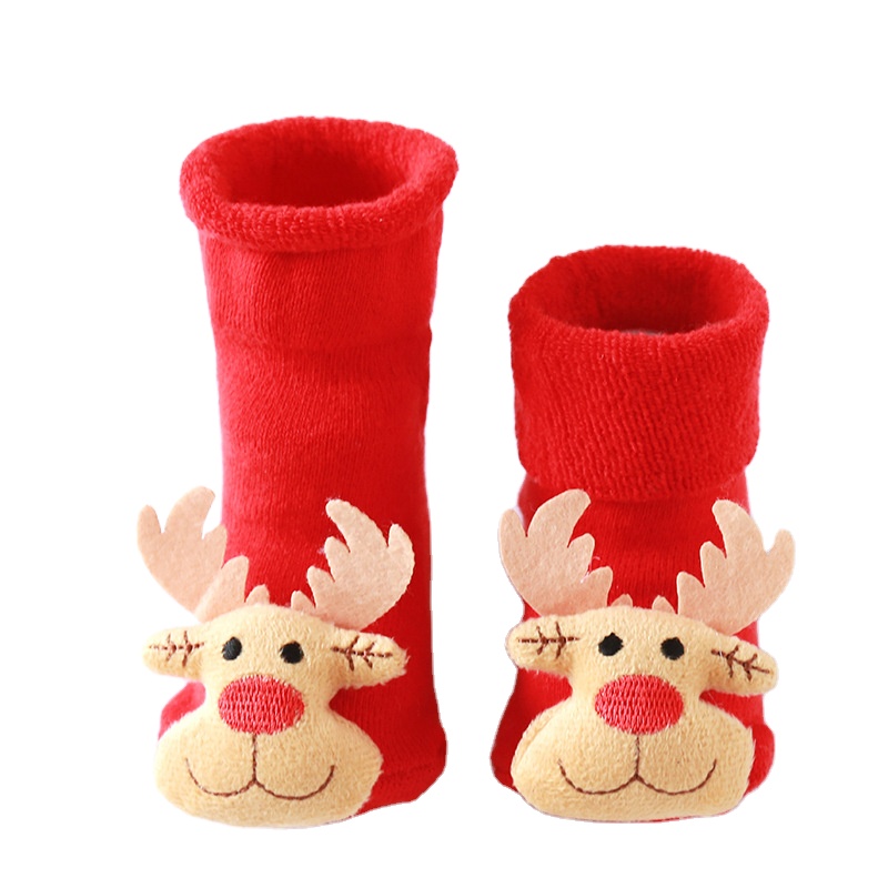Skin friendly stocking indoor floor sock Xmas kids socking christmas baby anti slip socks with silicone letters on the bottom