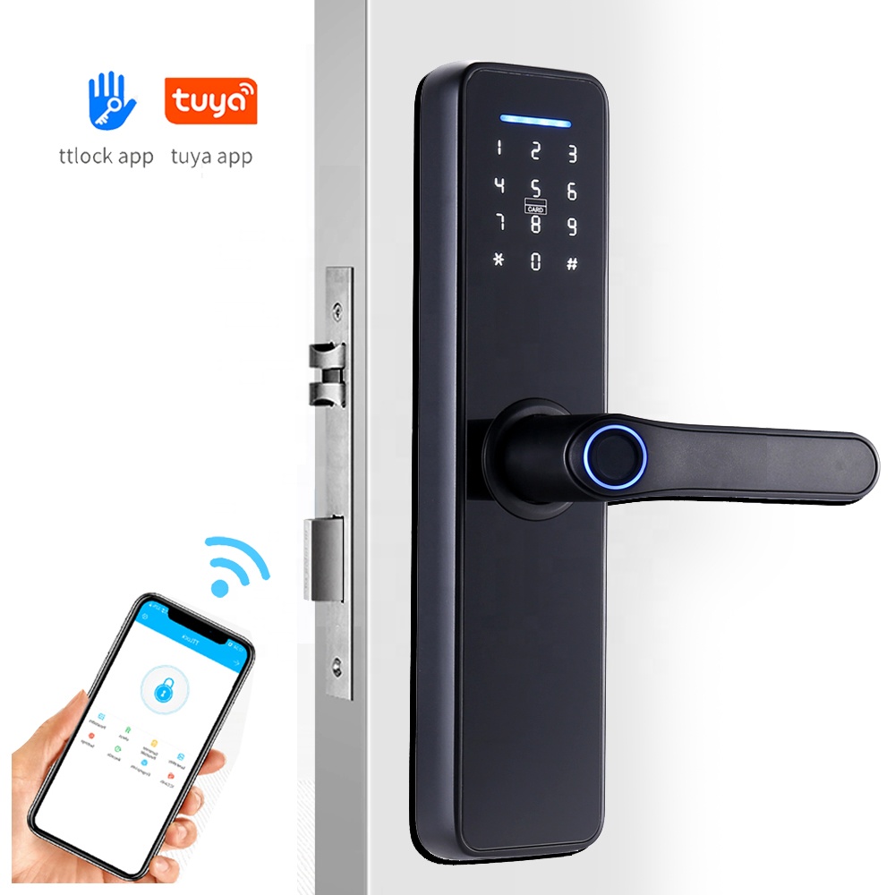 Умный дверной замок ttlock tuya, электронный замок с заглушкой, Wi-Fi, сканером отпечатка пальца, паролем, управление через приложение