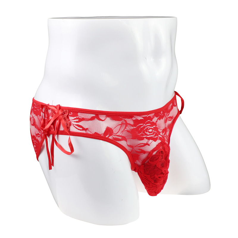 wholesale transparent red lace side rope briefs mens underwear sexy gay young men's underwear