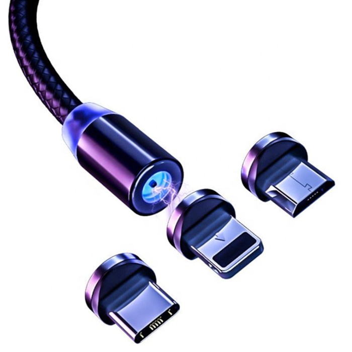Оптовая продажа, новый дизайн, 1 м, нейлоновый Плетеный Магнитный USB-кабель 3 в 1, магнитный usb-кабель для зарядки