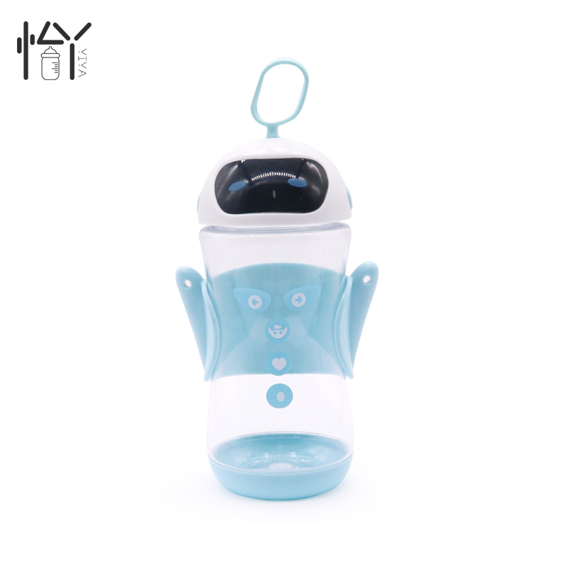Wholesale cute robot water bottle custom baby sipper water bottle for kids