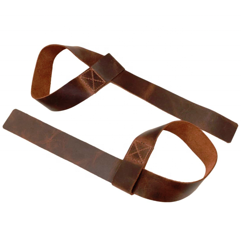 YY Handmade Exercise Straps Strength Training Closed Loop Leather Weight Lifting Straps for Men