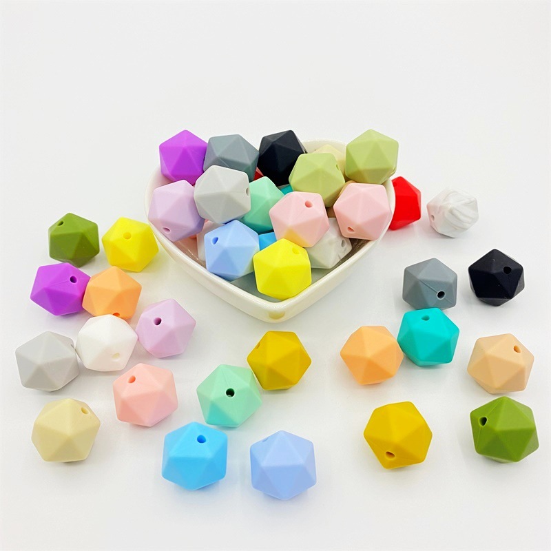 Large 14mm Hexagon Loose Silicone Beads Teething Necklace Silicone Teething Hexagon silicone beads
