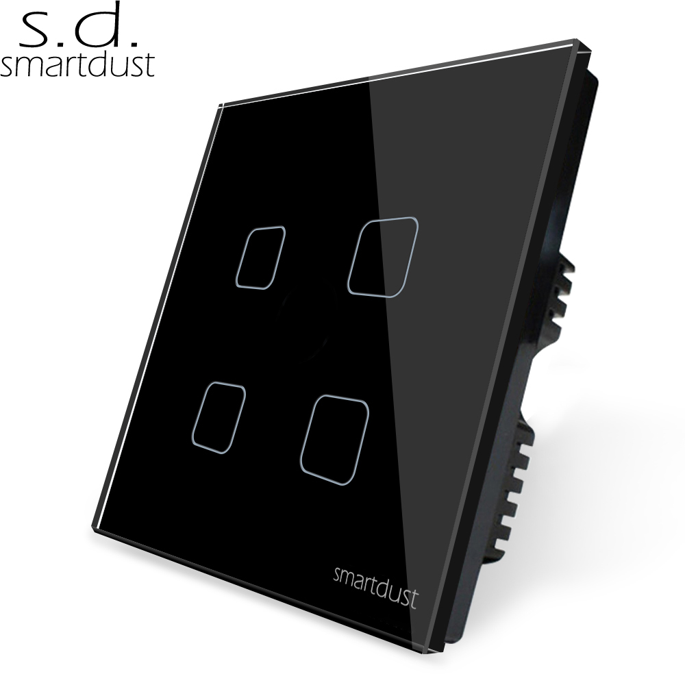 Smartdust UK панель из закаленного стекла Tuya SmartLife Wifi освещение Настенный сенсорный смарт-переключатель 4 банды переключатель