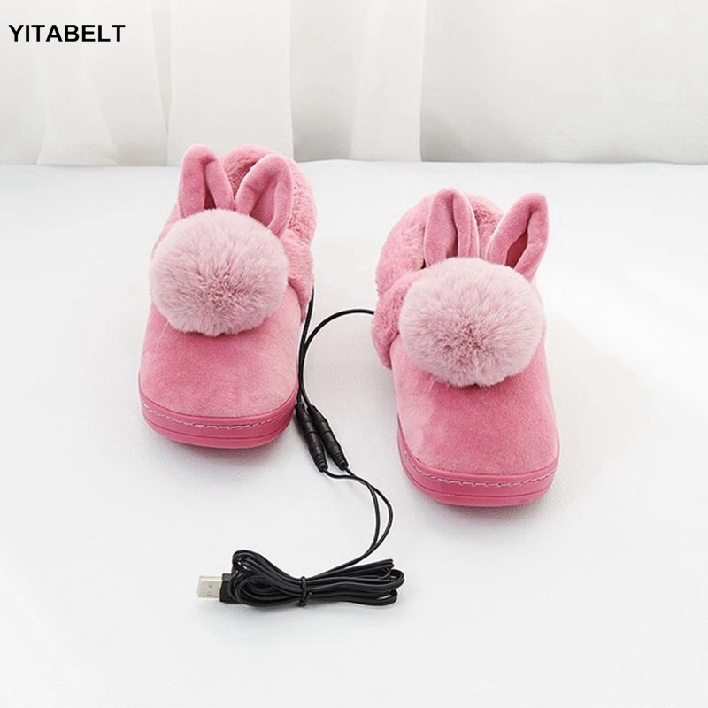 USB Электрический Отопление тапочки теплая обувь Плюшевые Съемный моющийся с подогревом Стелька