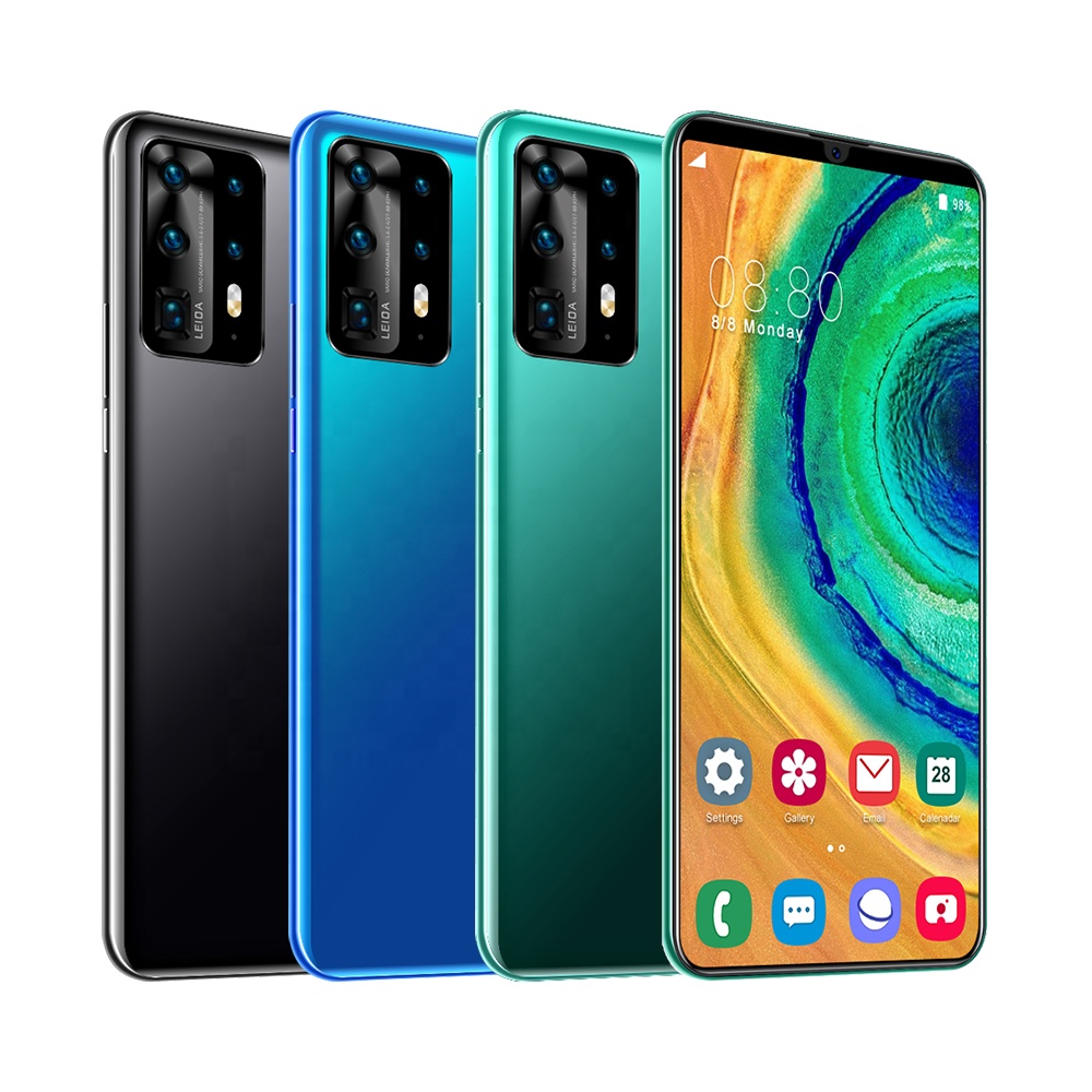 GPS 6,3 дюймовый HD полноэкранный разблокировка по лицу Android 9,1 P40 Pro 5G смартфон по низкой цене