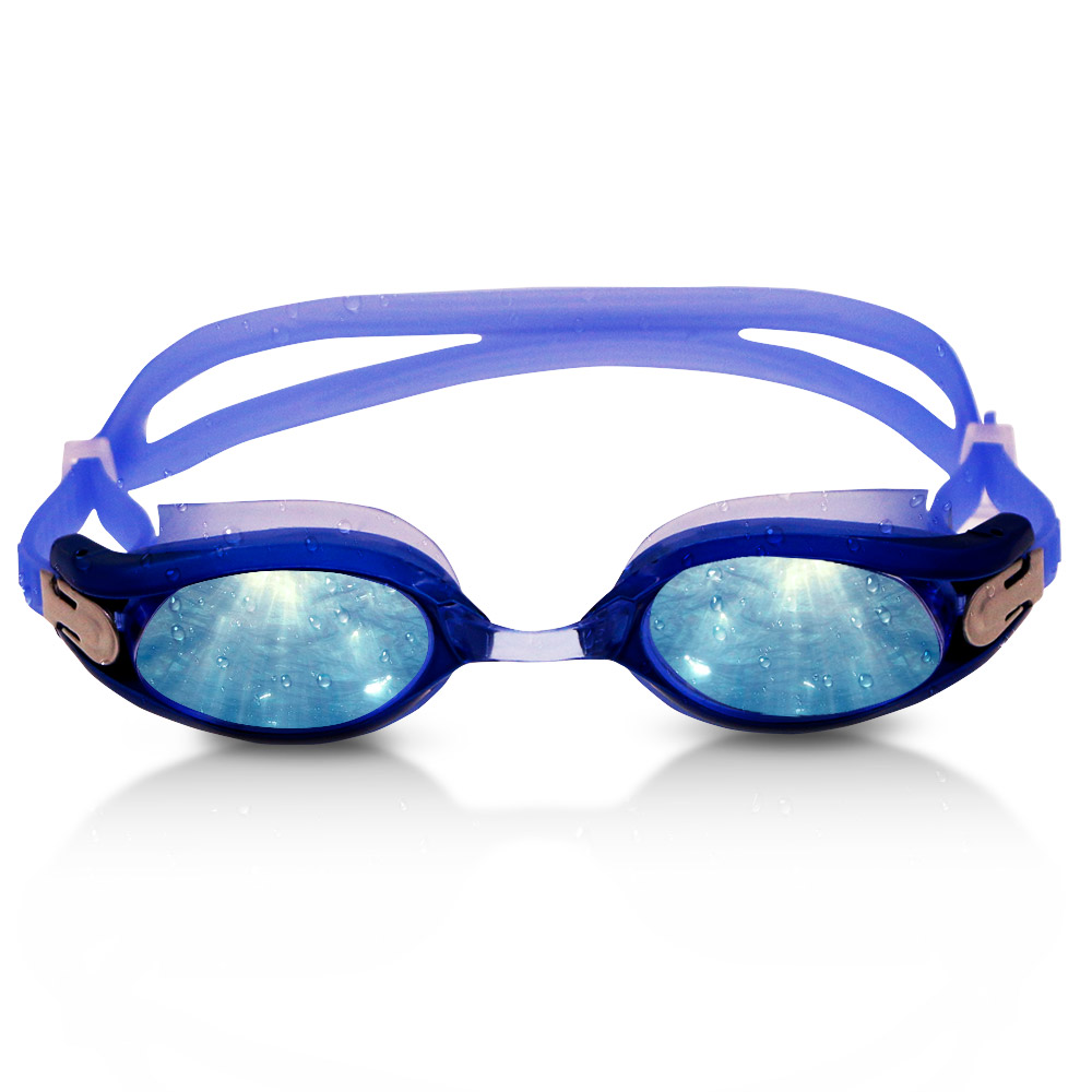 Custom Blue Silicone Swim Goggles Plating Anti Fog UV Protection swiming goggles