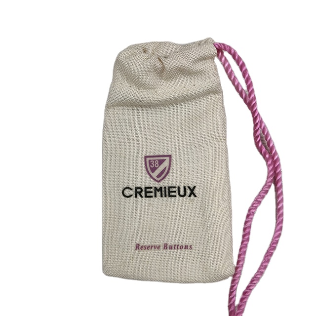 Recyclable Calico Gift Custom Logo Design Small Natural Color Bulk Recycled Jewelry Drawstring Cotton Pouch Bag