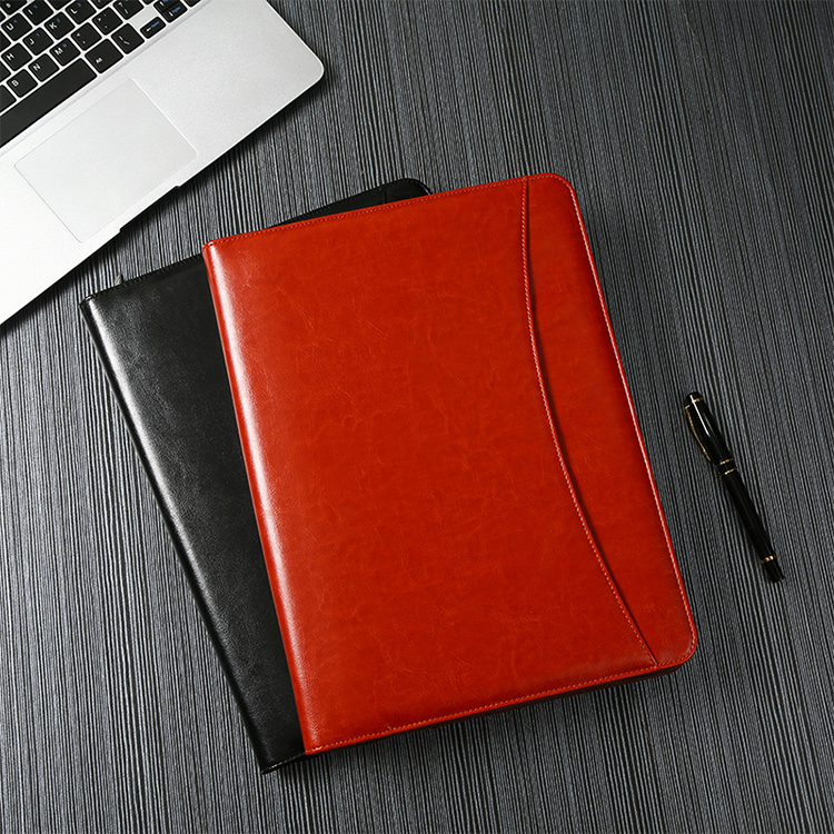 Customize Logo Document Padfolio Personalized Business Zipper File Folder Business Budget Binder Pu Leather Portfolio