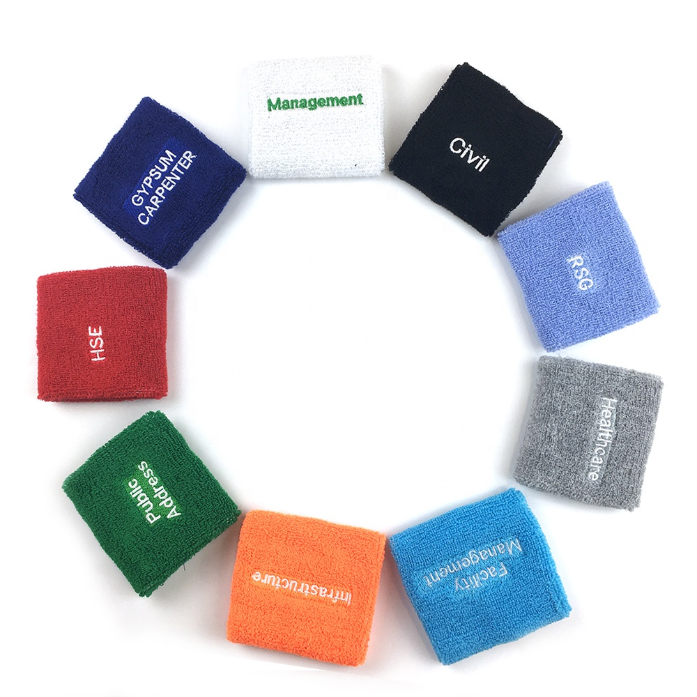 Wholesale wristband custom logo sports cotton wrist sweatbands for Gym Sports