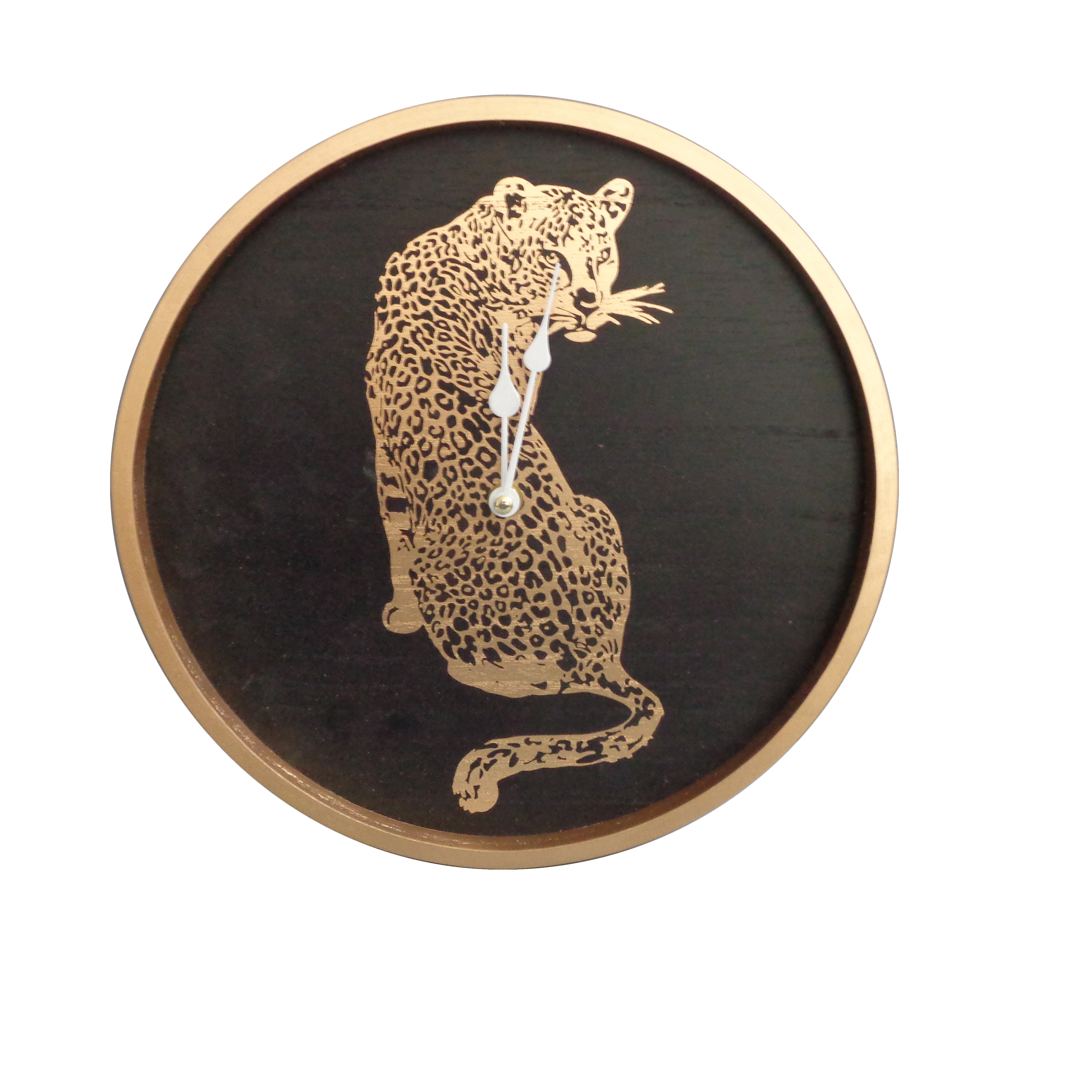 Custom Black/Gold Round Hanging Home Decorative Wooden Wall Clock For Living Room