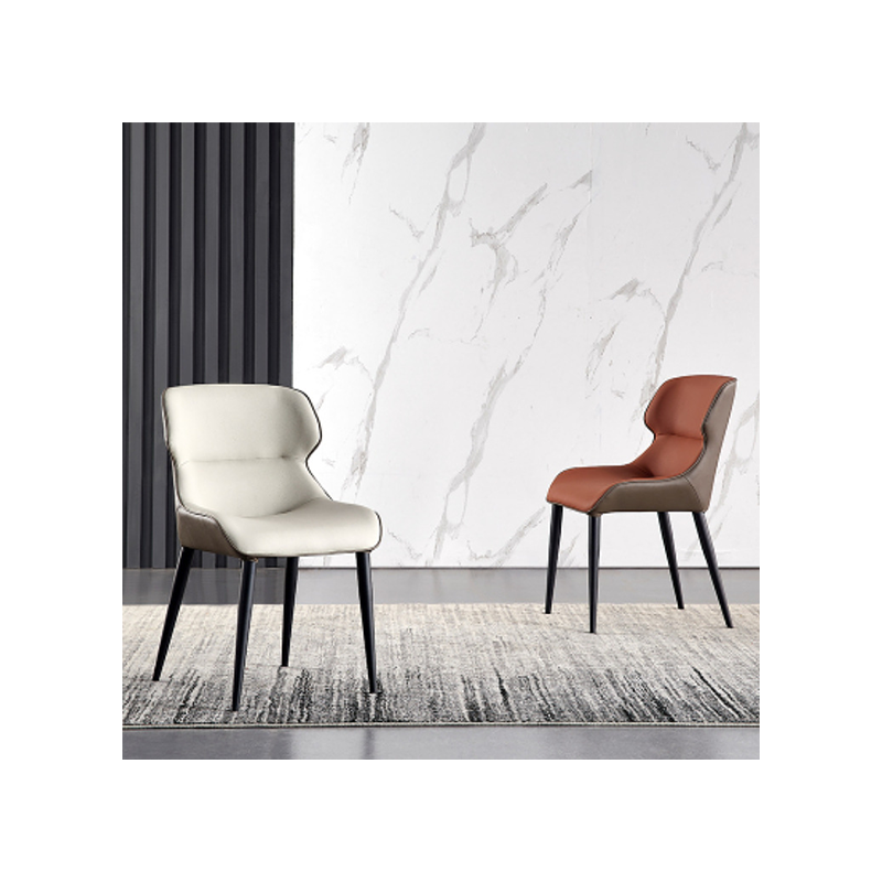 Nordic Minimalist Leather Household Metal Foot Chair Italian Style Minimalist Dining Chair