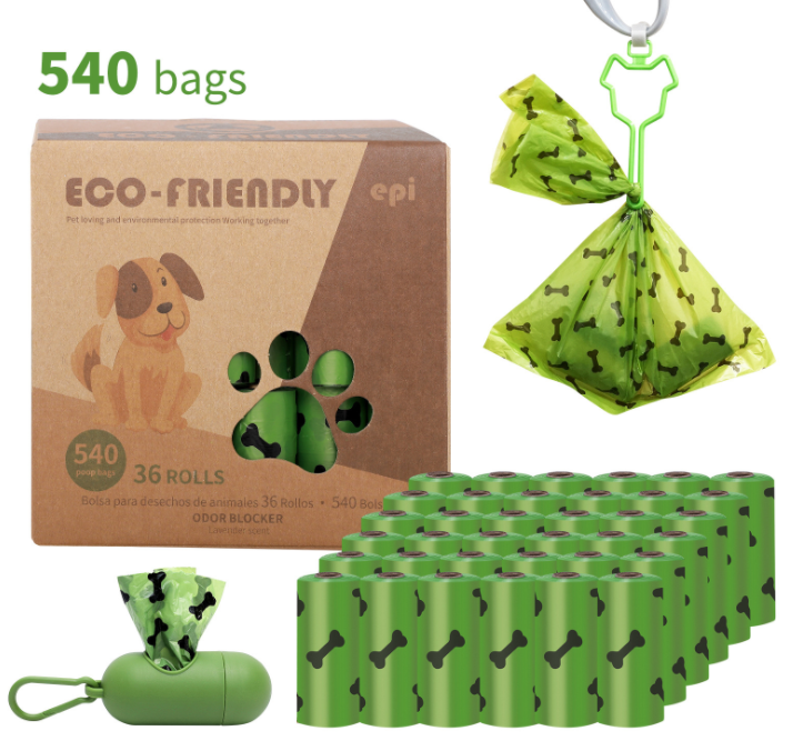 Eco-friendly pets printing poop bags strong thick biodegradable EPI plastic bags cleaning convenient supplies for dogs and cats