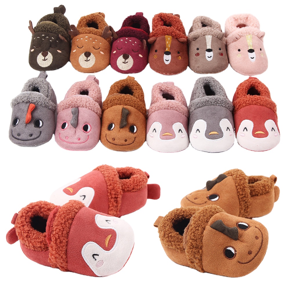 Winter Children Home Slippers Kids Baby Cartoon Animals Shoes Girls Plush Warm Slippers Boys Indoor Slippers