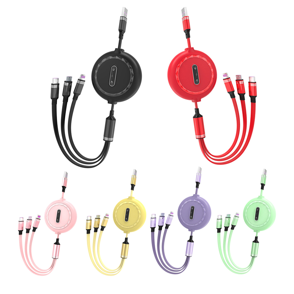 2.1A Multi USB 3 in 1 Liquid Silicone Gel Charger Data Charging Cables Universal 3 in 1 USB Cable Fast Charging
