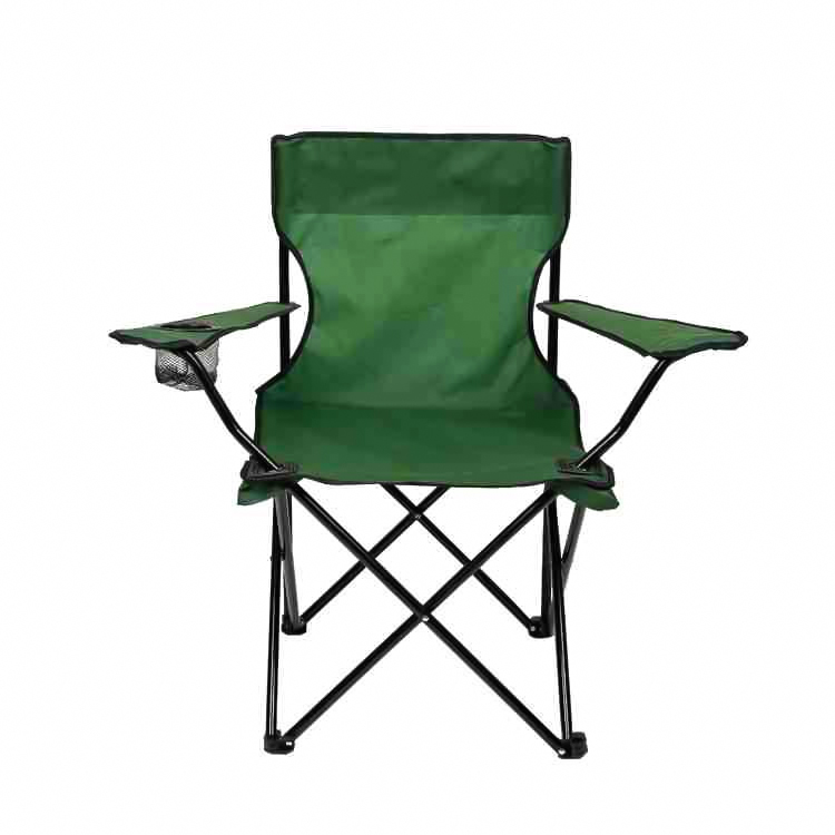 Camping chair with cup ring, portable fishing with backrest, leisure armrest beach chair, outdoor folding