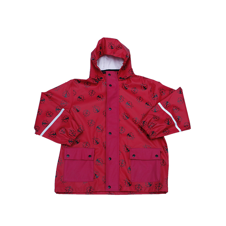 Kids PU Rainwear Waterproof Suit Recycled Polyester rain Coat Trousers rain Overall