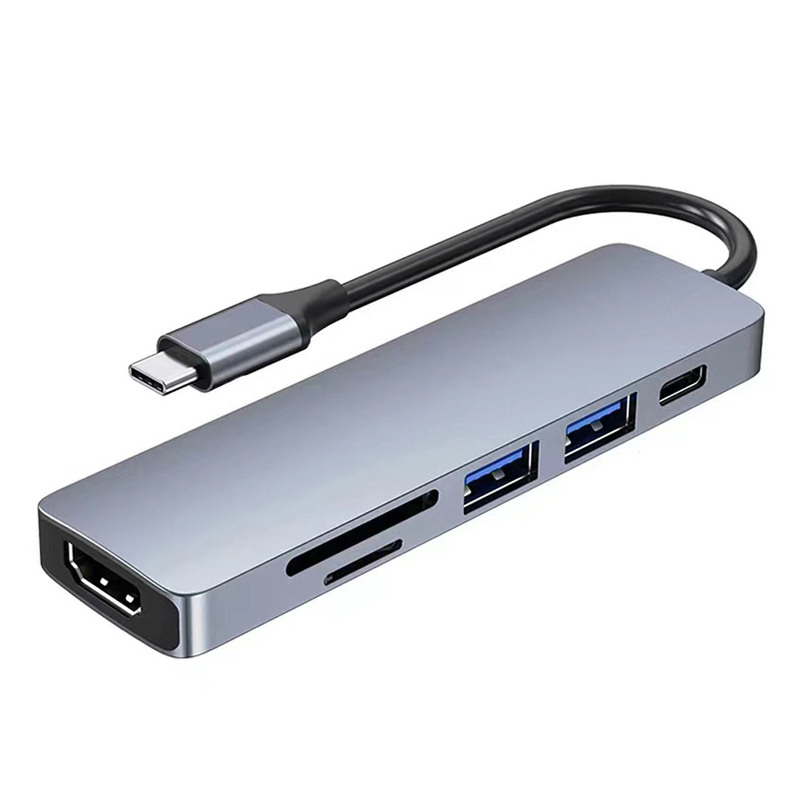 6 в 1 USB Type-C хаб-адаптер с 4K мультипортами USB3.0 TF PD SD Кардридер Все в одном для Macbook Pro и Windows ноутбука