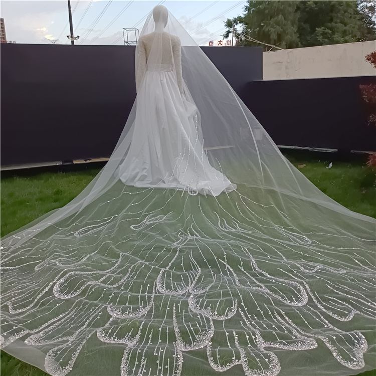 Exquisite design cathedral wedding accessories veils bridal long 6 m customised