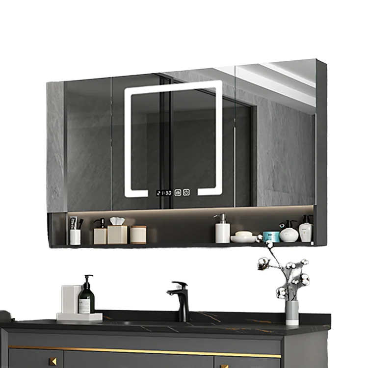 Modern Stainless Steel Hotel Bathroom Cabinet Factory Directly Hanging Waterproof Mirror Vanity With Wash Basin