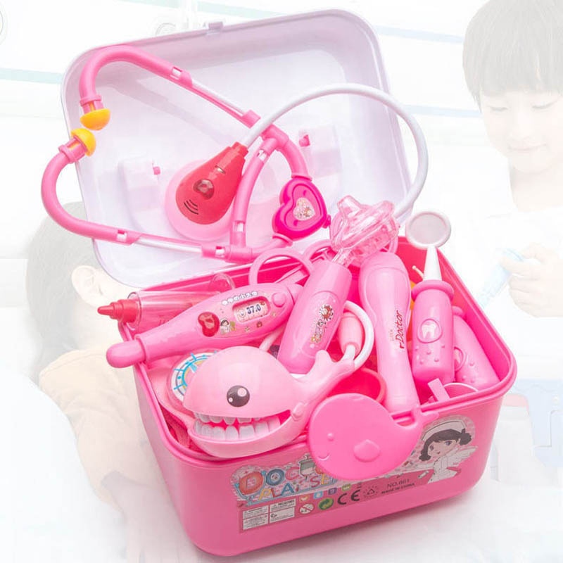 Simulation doctor toy role play house set kid pretend play medical kits medicine accessories toy for kids with storage box