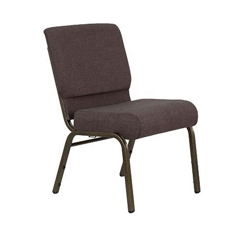 Comfortable brown fabric upholstery metal iron stackable church chair manufacturer